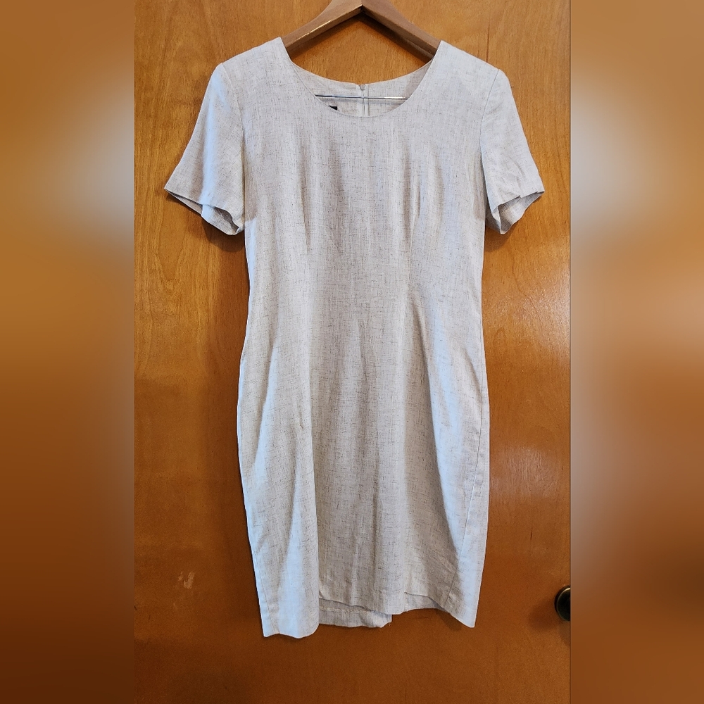 My Michelle Vintage Linen Blend Oatmeal Pencil Dress